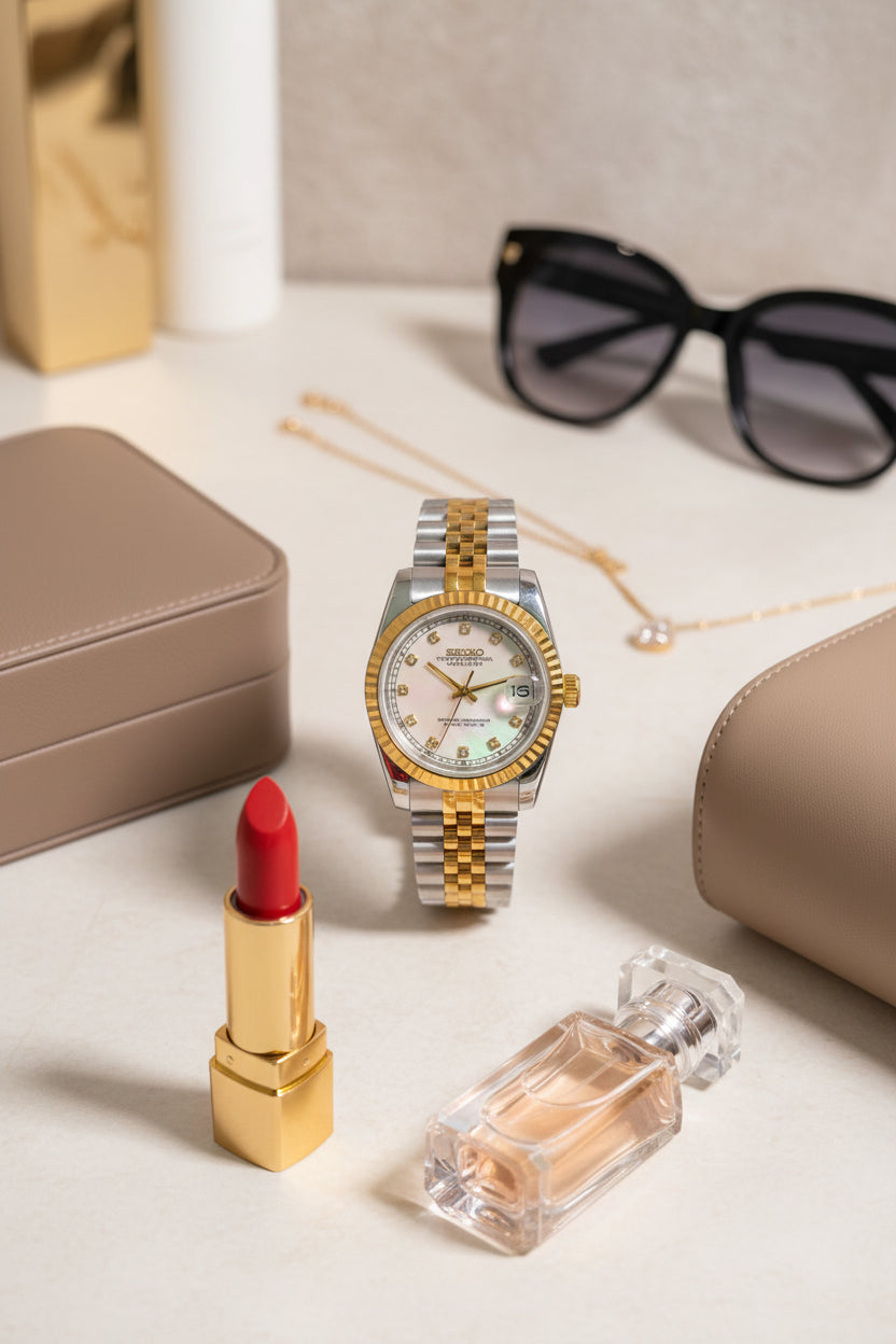 Mod Prestique Pearl Dimond Yellow Gold Dial